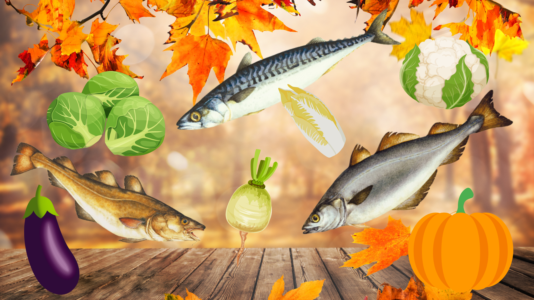 vis en groenten in het seizoen